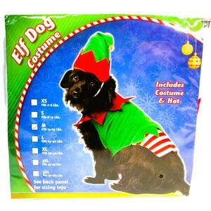 Rasta Imposta Pet Dog Christmas Costume with Hat Elf Size Medium